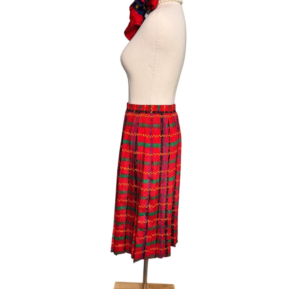 Vintage Andrea Gayle Plaid Pleated Midi Skirt Convertible Mini Dress S M - Picture 7 of 14